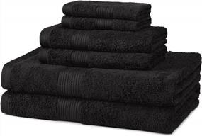 img 4 attached to Amazon Basics 6-Piece Fade Resistant Bath, Hand And Washcloth Towel Set - Black