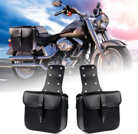 img 4 attached to LEAGUE&amp;CO Medium Waterproof Insulated PU Leather Motorcycle Saddle Bag Set for Harley Sportster Softail Honda Suzuki Yamaha Cruiser