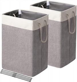 img 4 attached to FairyHaus Laundry Hampers 2 Packs, Freestanding Laundry Baskets With Handles, Collapsible Large Dirty Clothes Hampers For Laundry, Foldable Laundry Basket Laundry Hamper For Bedrooms Bathroom Grey 72L