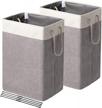 fairyhaus laundry hampers 2 packs, freestanding laundry baskets with handles, collapsible large dirty clothes hampers for laundry, foldable laundry basket laundry hamper for bedrooms bathroom grey 72l logo