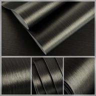 bronze black brushed stainless steel contact paper - 15.74"x118.11", rust & waterproof, peel & stick wallpaper for metal surfaces logo