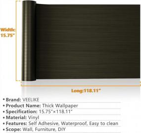 img 3 attached to Bronze Black Brushed Stainless Steel Contact Paper - 15.74"X118.11", Rust & Waterproof, Peel & Stick Wallpaper For Metal Surfaces