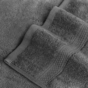 img 2 attached to Роскошный набор банных полотенец из серого хлопка - 6 предметов для ванной, спа, отеля - ультрамягкая, 100% натуральная ткань - включает 2 банных полотенца, 2 полотенца для рук и 2 мочалки