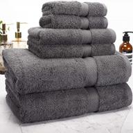 luxurious grey cotton bath towels set - 6 pieces for bathroom, spa, hotel - ultra soft, 100% natural fabric - includes 2 bath towels, 2 hand towels, and 2 washcloths logo