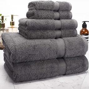 img 4 attached to Luxurious Grey Cotton Bath Towels Set - 6 Pieces For Bathroom, Spa, Hotel - Ultra Soft, 100% Natural Fabric - Includes 2 Bath Towels, 2 Hand Towels, And 2 Washcloths
