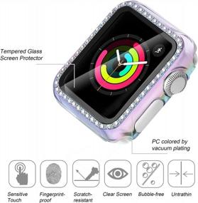 img 2 attached to Translucent Colorful Bling Case Apple Watch Band With Built-In Tempered Glass Screen Protector And Protective Cover Frame Bumper For IWatch SE Series 6/5/4, 40Mm Size By Secbolt