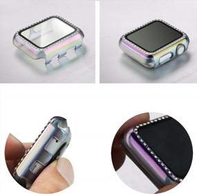 img 3 attached to Translucent Colorful Bling Case Apple Watch Band With Built-In Tempered Glass Screen Protector And Protective Cover Frame Bumper For IWatch SE Series 6/5/4, 40Mm Size By Secbolt