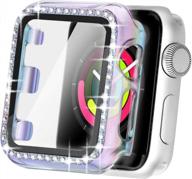 translucent colorful bling case apple watch band with built-in tempered glass screen protector and protective cover frame bumper for iwatch se series 6/5/4, 40mm size by secbolt logo