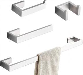img 4 attached to Towel Bar Set, 4Pcs Bathroom Hardware Accessory Set Brushed Nickel, SUS304 Stainless Steel Bath Hardware Set, Towel Rod With Toilet Paper Holder, Towel Bar And Double Robe Hook