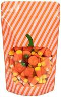 clearbags 5 1/8" x 3 1/8" x 8 1/8" pumpkin stand up zipper pouches (25 pieces) halloween candy gift bags, party favors, treat bags for popcorn, treats, cookies, baked goods packaging zbgw3p logo
