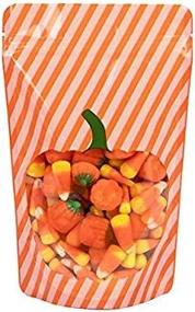 img 1 attached to ClearBags 5 1/8" X 3 1/8" X 8 1/8" Pumpkin Stand Up Zipper Pouches (25 Pieces) Halloween Candy Gift Bags, Party Favors, Treat Bags For Popcorn, Treats, Cookies, Baked Goods Packaging ZBGW3P