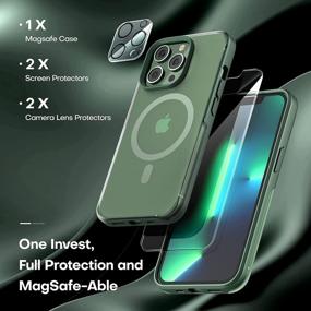 img 1 attached to TAURI 5-In-1 Magnetic Case For IPhone 13 Pro Max - Military Grade Drop Protection, 2 Tempered Glass Screen Protectors, 2 Camera Lens Protectors - Fits 6.7'' Pro Max - Compatible With Magsafe - Green
