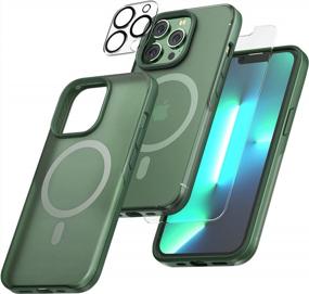 img 4 attached to TAURI 5-In-1 Magnetic Case For IPhone 13 Pro Max - Military Grade Drop Protection, 2 Tempered Glass Screen Protectors, 2 Camera Lens Protectors - Fits 6.7'' Pro Max - Compatible With Magsafe - Green