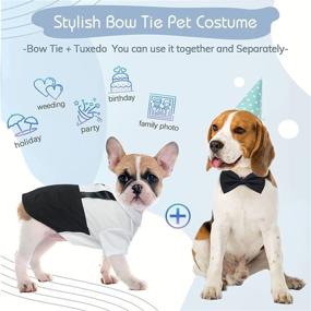 img 3 attached to 🐶 Every Small Dog Tuxedo Suit Pet Costume, Stylish Dog Tuxedo Shirt with Bow Ties Collar, Gentleman Puppy Outfit/Dress/Clothes/Shirts, Holiday Wedding Birthday Party Black/White Business Dress Up S+