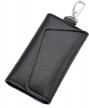 heshe unisex leather key case wallet with keychain, 6 hooks and snap closure for key holder ring logo