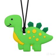 🦕 silicone dinosaur chew necklace: effective sensory tool for kids with autism, adhd, spd, anxiety, fidgeting logo