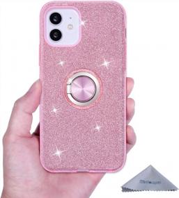 img 2 attached to Wisdompro IPhone 12 Mini Case, Cute Glitter Bling Sparkle Protective Case With Ring Kickstand, Women Girls Phone Case For 5.4 Inch Apple IPhone 12 Mini - Pink