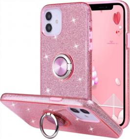 img 3 attached to Wisdompro IPhone 12 Mini Case, милый блестящий защитный чехол с блестками и подставкой для кольца, чехол для телефона для женщин и девочек для 5,4-дюймового Apple IPhone 12 Mini - розовый
