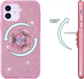 img 1 attached to Wisdompro IPhone 12 Mini Case, милый блестящий защитный чехол с блестками и подставкой для кольца, чехол для телефона для женщин и девочек для 5,4-дюймового Apple IPhone 12 Mini - розовый