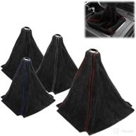 🚗 ezauto wrap universal alcantara leather shifter boot cover - black with black stitches - ideal for mt sports cars логотип