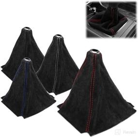 img 4 attached to 🚗 EzAuto Wrap Universal Alcantara Leather Shifter Boot Cover - Black with Black Stitches - Ideal for MT Sports Cars