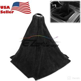 img 3 attached to 🚗 EzAuto Wrap Universal Alcantara Leather Shifter Boot Cover - Black with Black Stitches - Ideal for MT Sports Cars