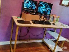 img 6 attached to Универсальный 47-дюймовый компьютерный стол с полками и двусторонней конструкцией для небольших помещений — идеально подходит для игр, домашнего офиса и спальни