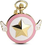 stylish sakura star wings quartz pocket watch for women with chain and elegant gold box logo
