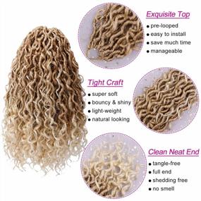 img 1 attached to Boho Hippie Locs Synthetic Hair Extensions: 10 Inch Goddess Crochet Hair With 7 Packs Of River Locs Short Ombre Curly Faux Locs Pre-Looped Crochet Braids For Women (#27/613)