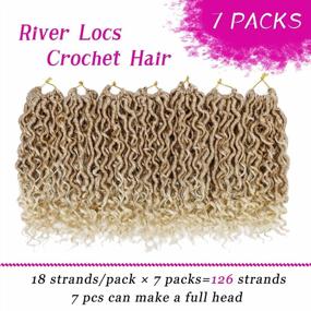 img 2 attached to Boho Hippie Locs Synthetic Hair Extensions: 10 Inch Goddess Crochet Hair With 7 Packs Of River Locs Short Ombre Curly Faux Locs Pre-Looped Crochet Braids For Women (#27/613)