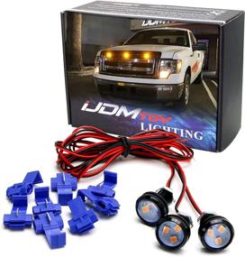 img 1 attached to 🚛 Custom Retrofit Amber Yellow Front Grille Mesh Mount LED Lighting Kit for Trucks and SUVs - iJDMTOY 3pc Set
