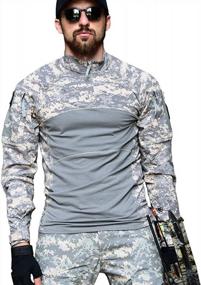 img 2 attached to Мужская тактическая армейская рубашка с длинным рукавом и молнией в камуфляжном стиле - облегающая футболка в стиле милитари от CARWORNIC