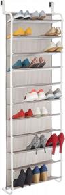 img 4 attached to MDesign Wall Mount/Over Door Hanging Closet Organizer Storage Rack - Cloth Fabric 11 Shelf Large Storage Shelves For Handbags, Sweater, Blankets, And Accessories - Holds 33 Pairs Of Shoes, White/Taupe
