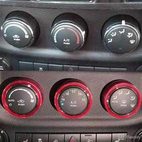 img 1 attached to 🔴 Red MOEBULB AC Climate Control Knob Ring Air Conditioner Switch Volume Cover for 2011-2017 Jeep Wrangler JK JKU/Dodge Challenger 2008-2014 - Interior Conditioning Accessories Trim