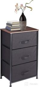 img 4 attached to Versatile East Loft Nightstand Dresser: Closet, Nursery, Bathroom & Bedroom Organizer with 3 Fabric Drawers, Solid Wood Top, and Sturdy Steel Frame (Black)