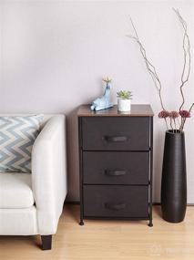 img 1 attached to Versatile East Loft Nightstand Dresser: Closet, Nursery, Bathroom & Bedroom Organizer with 3 Fabric Drawers, Solid Wood Top, and Sturdy Steel Frame (Black)