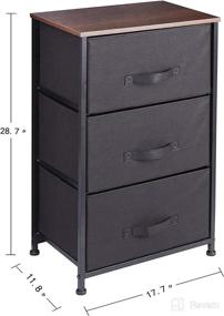 img 2 attached to Versatile East Loft Nightstand Dresser: Closet, Nursery, Bathroom & Bedroom Organizer with 3 Fabric Drawers, Solid Wood Top, and Sturdy Steel Frame (Black)