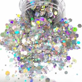 img 3 attached to Holographic Body Glitter 12 Colors Chunky Cosmetic Makeup For Nail Hair Eye Face Crafts