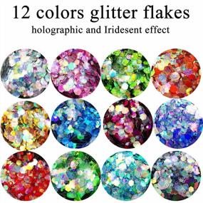 img 1 attached to Holographic Body Glitter 12 Colors Chunky Cosmetic Makeup For Nail Hair Eye Face Crafts