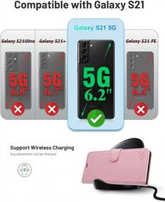 img 3 attached to OCASE, совместимый с чехлом-кошельком Galaxy S21 5G, чехлом-книжкой из искусственной кожи с держателями для карт, подставкой для блокировки RFID [противоударная внутренняя оболочка TPU], чехол для телефона 6,2 дюйма (2021 г.) - розовый