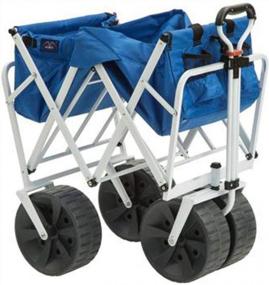 img 2 attached to Convenient And Sturdy Collapsible All-Terrain Beach Wagon - MacSports Heavy Duty Utility Cart In Blue/White