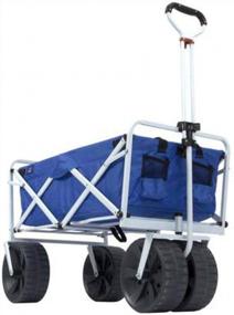 img 3 attached to Convenient And Sturdy Collapsible All-Terrain Beach Wagon - MacSports Heavy Duty Utility Cart In Blue/White