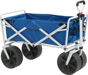 img 4 attached to Convenient And Sturdy Collapsible All-Terrain Beach Wagon - MacSports Heavy Duty Utility Cart In Blue/White