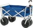 convenient and sturdy collapsible all-terrain beach wagon - macsports heavy duty utility cart in blue/white logo
