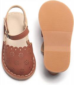 img 2 attached to Comfortable And Stylish Hook & Loop Closure Flat Sandals For Toddler And Little Girls - Perfect For Summer Dressing Up!