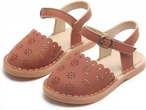 img 4 attached to Comfortable And Stylish Hook & Loop Closure Flat Sandals For Toddler And Little Girls - Perfect For Summer Dressing Up!