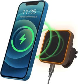 img 4 attached to 📱 Magnetic Wireless Car Charger for iPhone 11 Series/12/12 Pro/12 Mini/12 Pro Max - 15W Max Qi Fast Charging, Magnet Air Vent Mount Phone Holder (Black)