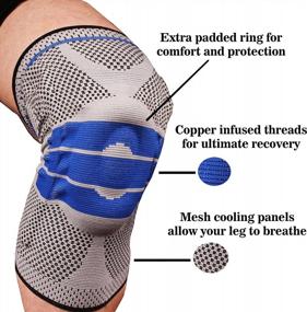 img 3 attached to Copper Compression Knee Sleeve - Rayon From Bamboo Charcoal Infused With Copper For Maximum Support And Comfort