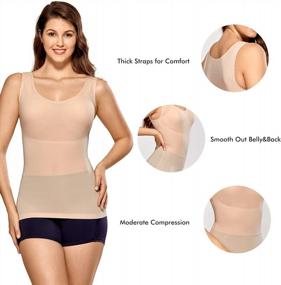 img 3 attached to Seamless Tummy Control Shaping Camisole Tank Top For Women By DELIMIRA