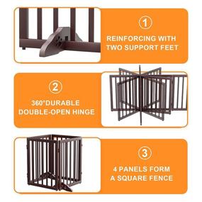 img 1 attached to Semiocthome Extra Wide 24in 4-Panel Wooden Freestanding Dog Gates for The House - Retractable Dog 🐾 Gate for Stairs with Two Support Feet - 360° Indoor Doggie Gates - Foldable Dog Gates for Doorways